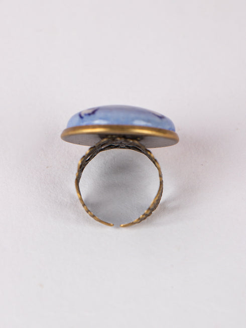 Blue Pottery Ring for Women